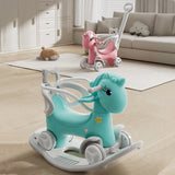 Unicorn Rocking Horse for Toddlers, Balance Bike Ride On Toy with Push Handle an