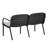 Luna Outdoor Patio Loveseat Beige Cushions Black Frame