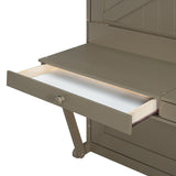 Queen Size Wall Murphy Bed with Storage, Foldable Cabinet Bed with Vanity Desk, Center Mirror & 2 Side Drawers, Distressed Gray(OLD SKU:LP000766AAE)