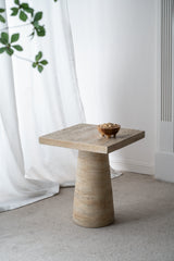Cream Square Pedestal Side Table 20x20x24