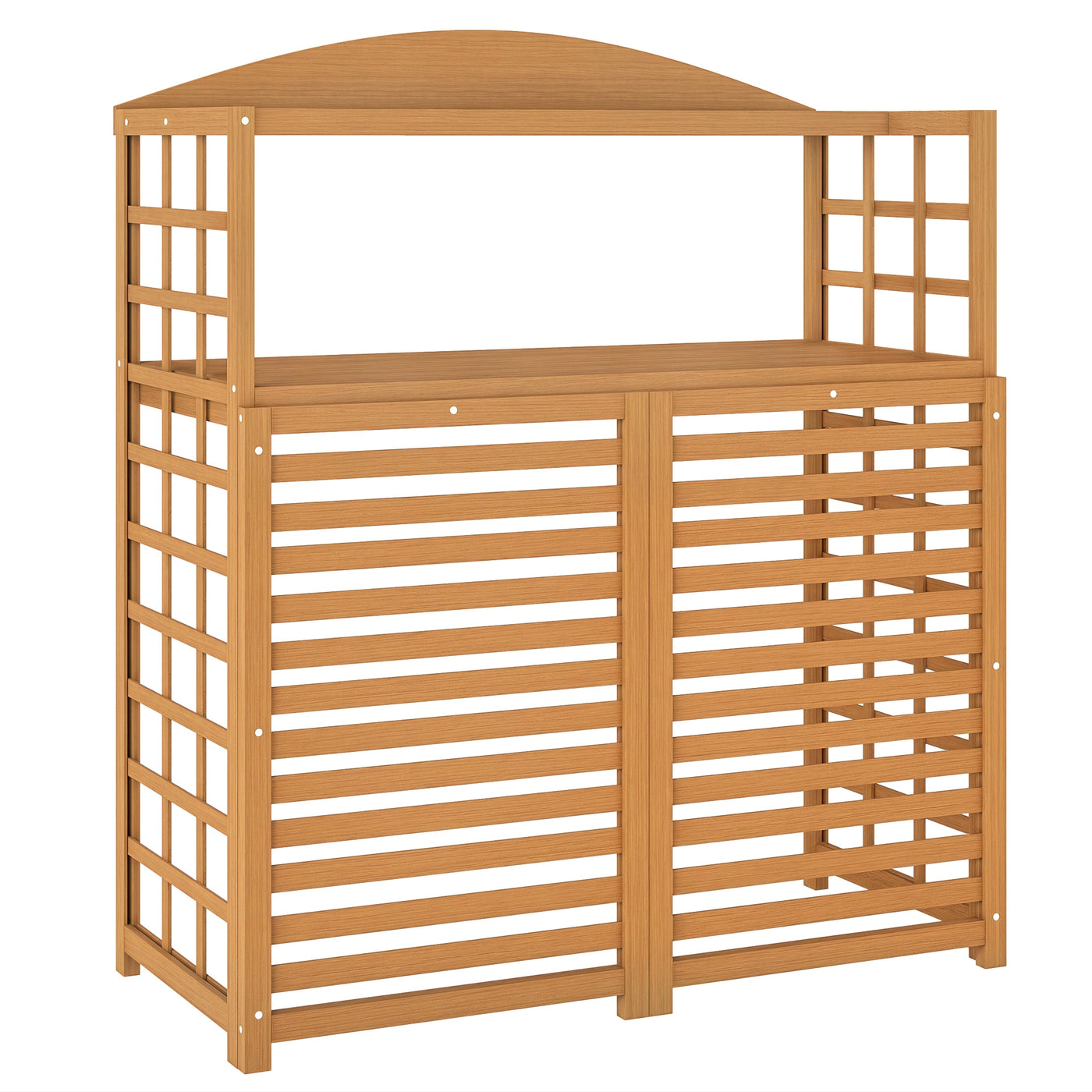 Wood Air Conditioner Fence Outdoor Privacy Screen Potting Table