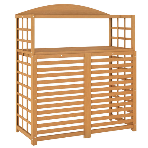 Wood Air Conditioner Fence Outdoor Privacy Screen Potting Table