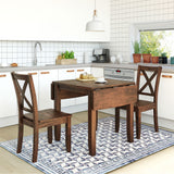 3-Piece Wood Drop Leaf Breakfast Nook Dining Table Set Walnut