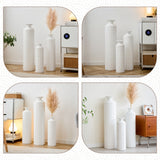 3-Piece Modern Metal Floor Vase Set, Textured White, 33.46" 25.59" 19.69" Tall