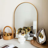 24x36 Gold Metal Arched Bathroom Mirror for Wall
