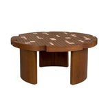 Round Engineered Wood Coffee Table Brown/Yellow