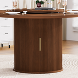 Round Engineered Wood Dining Table with Storage Walnut 55"