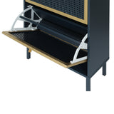 3 Metal Door Shoe Rack, Freestanding Modern Shoe Storage Cabinet, Metal rattan