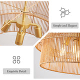 23.62" Handwoven Woven Paper Rattan Chandelier