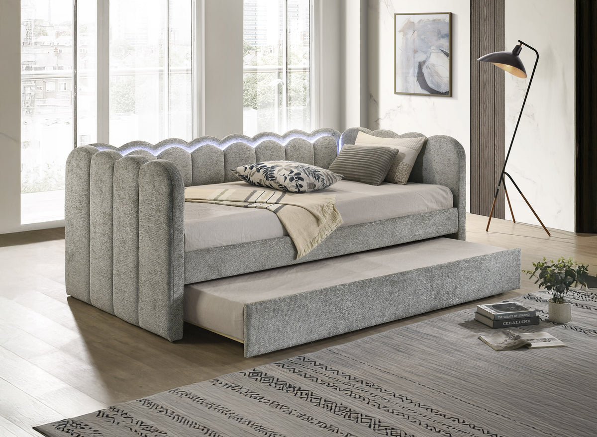 Solid Wood Sleeper Sofa Light Gray 84"