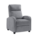 Dark Gray Corduroy Push Back Recliner Chair Wood Frame