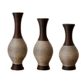 Brown PVC Floor Vase Set of 3 Home Decor