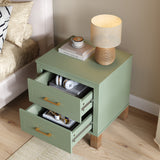 Solid Wood Nightstand Sage Green