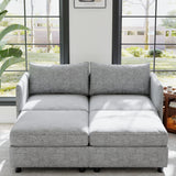 Chenille Loveseat with Storage Grey 68"