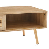 Solid Wood Coffee Table with Storage Natural