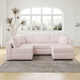 106.3" U-Shaped 4-Person Modular Sofa Light Pink