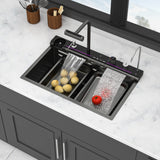 30" Gunmetal Black Kitchen Sink Waterfall Sink