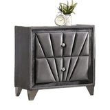 Gray Fabric Upholstered Nightstand, Chrome Legs, Bedroom Bedside Table