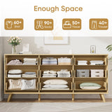 Dresser Boho Fluted Natural Wood 9-Drawer 63in