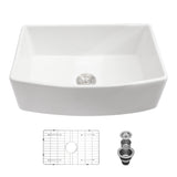 White Ceramic Farmhouse Apron Front Sink 33 inch Single Bowl