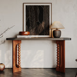 Solid Wood Console Table Black/Brown