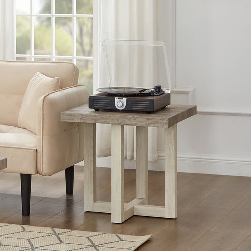 Luno Contemporary End Table Weathered Gray Beige