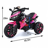 Kids Motorcycle Ride-On Motorcycle 3-Wheels Battery Powered Motorbike  Rechargea