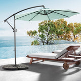 10ft Offset Hanging Market Patio Umbrella w-Easy Tilt Adjustment, Light Green