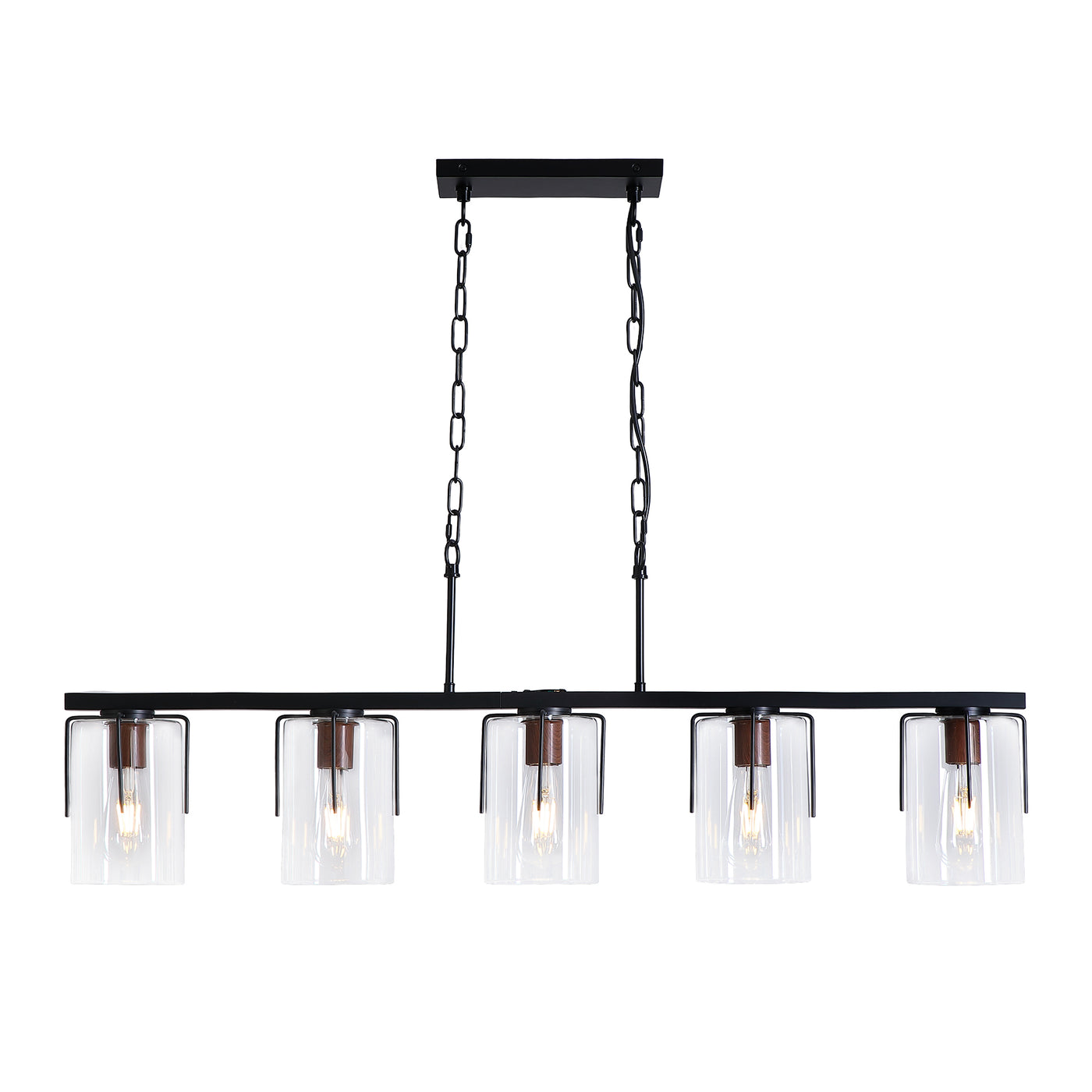 5-Light Linear Chandelier Industrial Kitchen Island Pendant