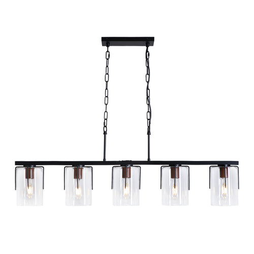 5-Light Linear Chandelier Industrial Kitchen Island Pendant