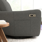 Velvet Recliner Swivel Power Dark Gray