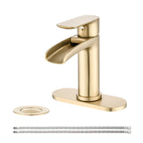 Waterfall Bathroom Sink Faucet Single Handle Brushed Nickel