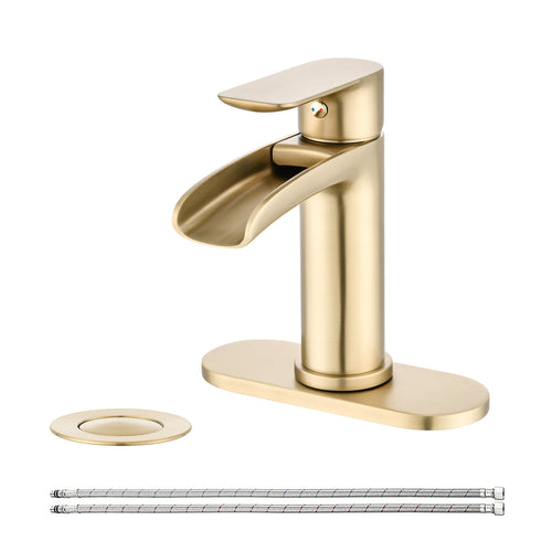 Waterfall Bathroom Sink Faucet Single Handle Brushed Nickel