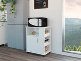 White Microwave Cabinet Single Door Three Shelf