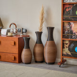 Hand-Woven PVC Rattan Vases Set of 3, GreyBrown