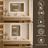24" W x 32" H Rectangular Front-Lighted and Backlit LED Bathroom Mirror