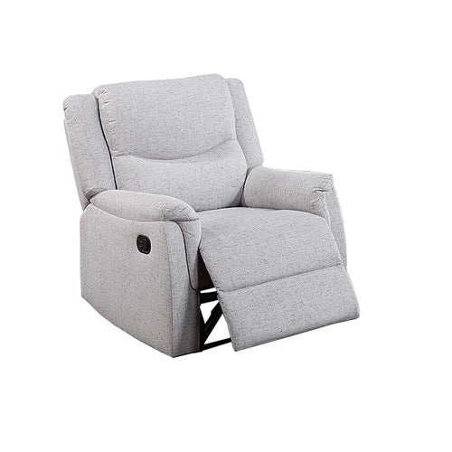 Gray Burlap Recliner with Headrest and Supportive Backrest