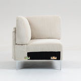 Modular Corduroy Sectional Sofa Beige