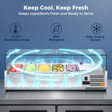 47" Refrigerated Condiment Prep Station, Countertop Topping Cooler