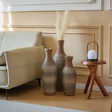 Hand-Woven PVC Rattan Vases, Set of 3 Brown Decorative Floor Vases