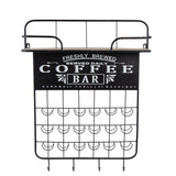 Black Floating Coffee Bar Shelf with Pod Holder and Hooks