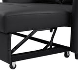 Convertible Sleeper Sofa Bed Loveseat Black PU Leather USB Ports