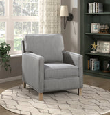Gray Fabric Push Back Recliner Chair Wood Frame