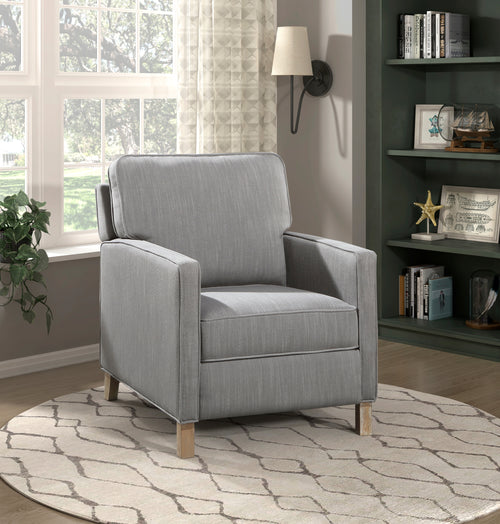 Gray Fabric Push Back Recliner Chair Wood Frame