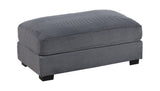 Dark Gray Corduroy Ottoman Wood Legs Soft Cushion