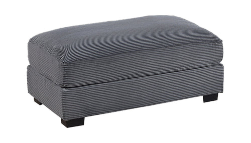Dark Gray Corduroy Ottoman Wood Legs Soft Cushion