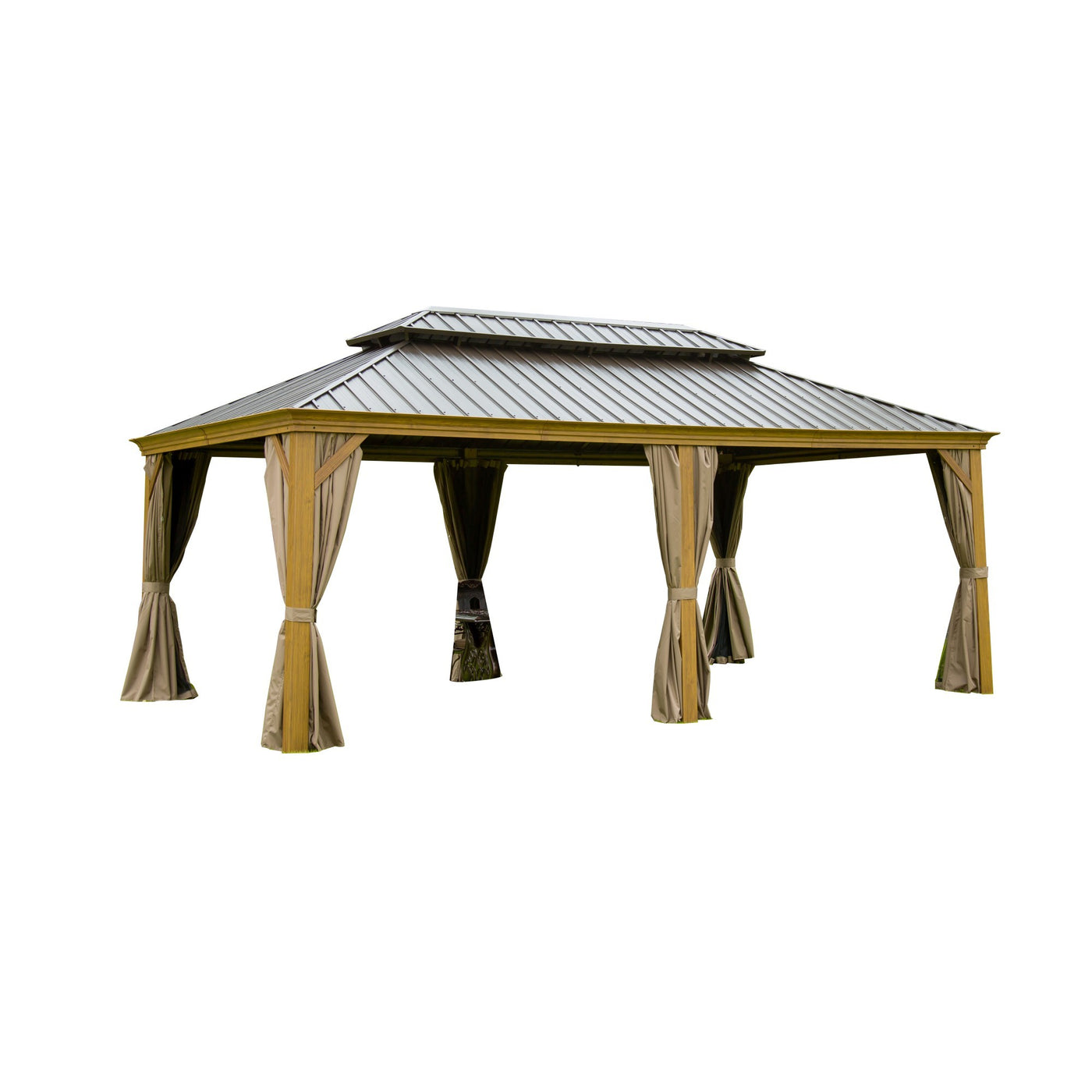 12'x18' Hardtop Gazebo Aluminum Frame Canopy with Steel Roof