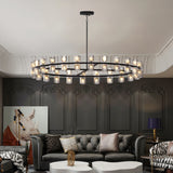 Chandelier Crystal LED 48 In Luxury Black Modern Living Dining Room