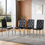 Set of 4 Metal Dining Chair Black/Silver