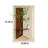 Adjustable 3-Color LED Sandstone Wall Decor with Simulated Green Plants